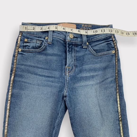 7 For All Mankind Mid-rise Skinny Jeans With Metallic Stripes in Vintage Muse - Picture 6 of 8